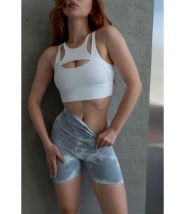 Укороченные бесшовные велосипедки Tracks Shorts PUSH-UP Marble 01 (Sleet white)